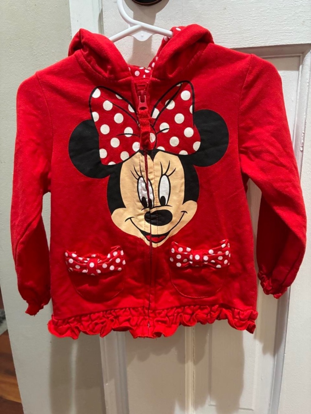 Minnie Mouse Zip Up W/ Hood-2T